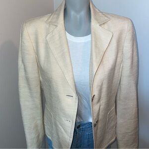 Jones New York Blazer off white 100 percent silk vintage notched sleeve size 4